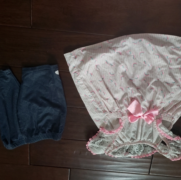 Girls White & Pink Rainbow Short Set - Picture 3 of 5